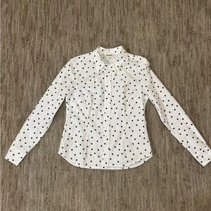 Boden navy and white White Polka Dot Button-Up Shirt